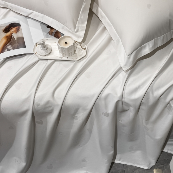 91家纺网 家纺一手货源 找家纺 品乐 2023新款长绒棉提花枕套 爱心白