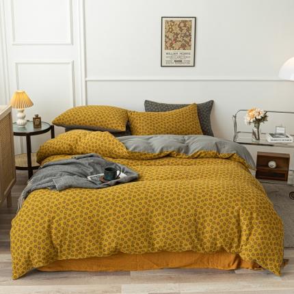 91家纺网 家纺一手货源 找家纺 （总）优宜家 2023新款全棉色织双层纱复古风四件套