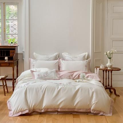 91家纺网 家纺一手货源 找家纺 江涞 2022秋冬新款长绒棉绣花七件套 飘-粉