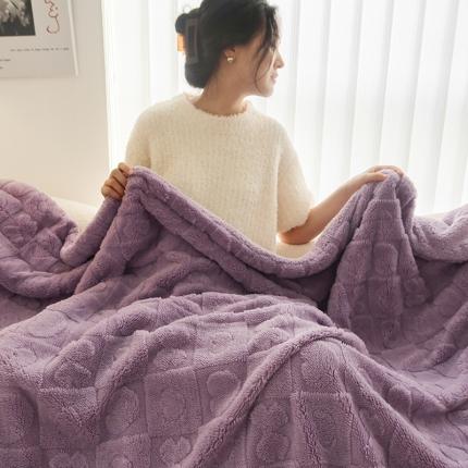 91家纺网 家纺一手货源 找家纺 总顾里22新款慕斯绒提花剪花大朵羊羔绒双层暗合压线毛毯场景二