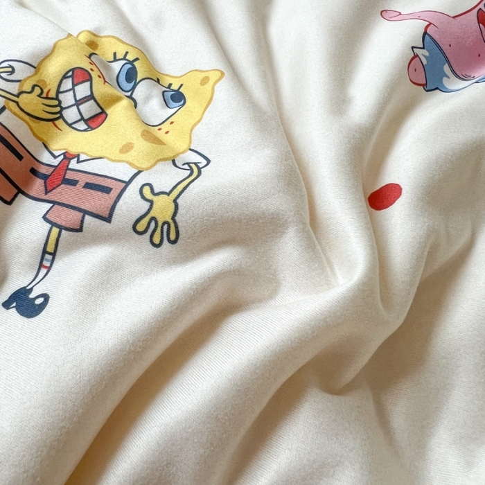 91家纺网 家纺一手货源 找家纺 木堇家居 2022新款海绵宝宝针织豆豆被 开心乐园