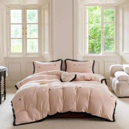 91家纺网 家纺一手货源 找家纺 （总）柠馨 2022新款230g丝滑牛奶绒四件套-爱心传奇