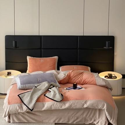 橘滋 2022新款秋冬高端牛奶绒四件套-拼角H产品图 H 橙