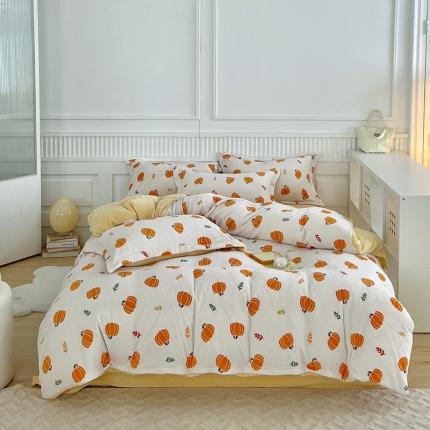 木堇家居 2022新款全消光牛奶绒四件套 奶油奶瓜