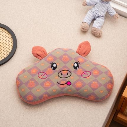 91家纺网 家纺一手货源 找家纺 总 明星 2022新款A类双层纱荞麦枕-兜兜猪30*55cm