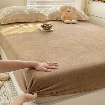 91家纺网 家纺一手货源 找家纺 N先生 2023新款纯色牛奶绒单床笠 咖啡