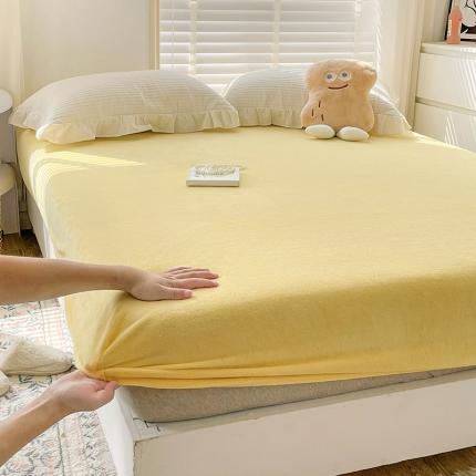 91家纺网 家纺一手货源 找家纺 N先生 2023新款纯色牛奶绒单床笠 嫩黄