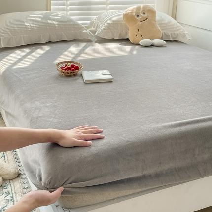 91家纺网 家纺一手货源 找家纺 N先生 2023新款纯色牛奶绒单床笠 浅灰