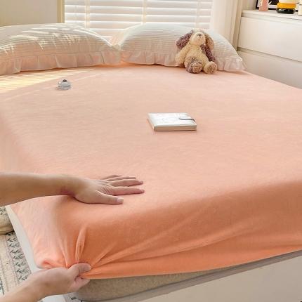 N先生 2023新款纯色牛奶绒单床笠 嫩橘