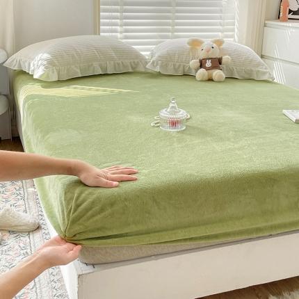 N先生 2023新款纯色牛奶绒单床笠 牛油果绿