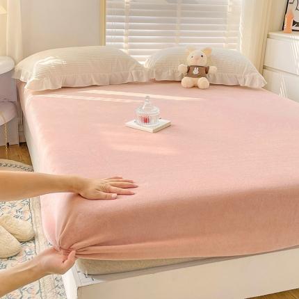 N先生 2023新款纯色牛奶绒单床笠 浅粉