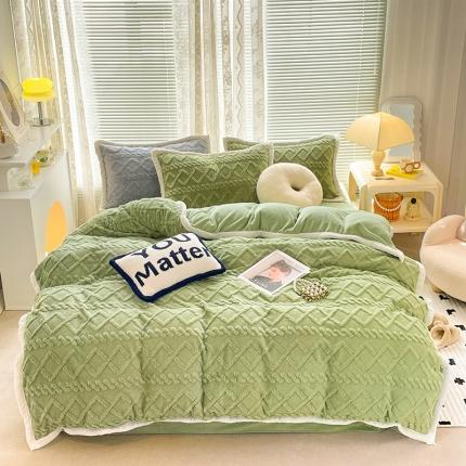 91家纺网 家纺一手货源 找家纺 （总）贝拉梦 2023新款高克重塔芙绒纯色素色牛奶绒四件套