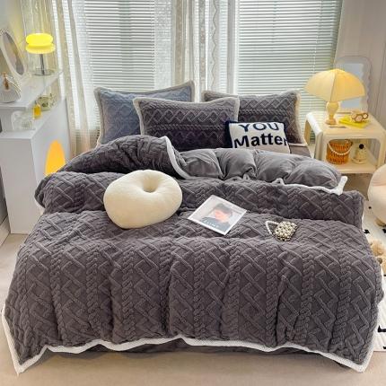 91家纺网 家纺一手货源 找家纺 （总）贝拉梦 2023新款高克重塔芙绒纯色素色牛奶绒四件套