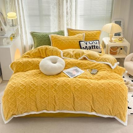 贝拉梦 2023款高克重塔芙绒纯色素色牛奶绒四件套 塔芙姜黄