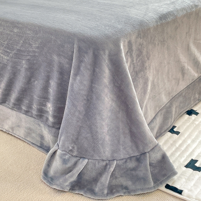 91家纺网 家纺一手货源 找家纺 贝拉梦 2023款高克重塔芙绒纯色素色牛奶绒四件套 塔芙蓝灰