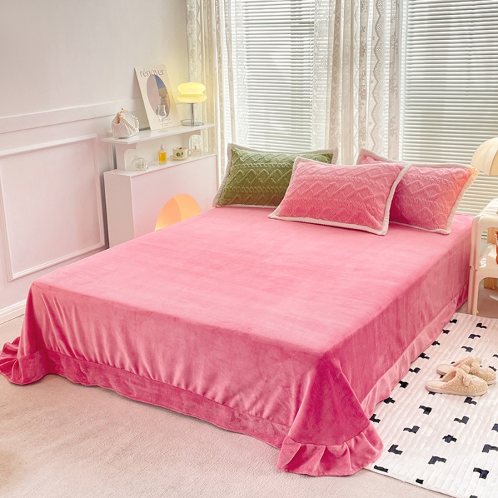 91家纺网 家纺一手货源 找家纺 贝拉梦 2023款高克重塔芙绒纯色素色牛奶绒四件套 塔芙玫瑰