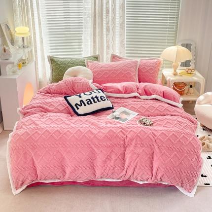 贝拉梦 2023款高克重塔芙绒纯色素色牛奶绒四件套 塔芙玫瑰