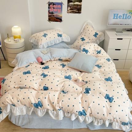 91家纺网 家纺一手货源 找家纺 （总）昔可 2022新款花边牛奶绒四件套