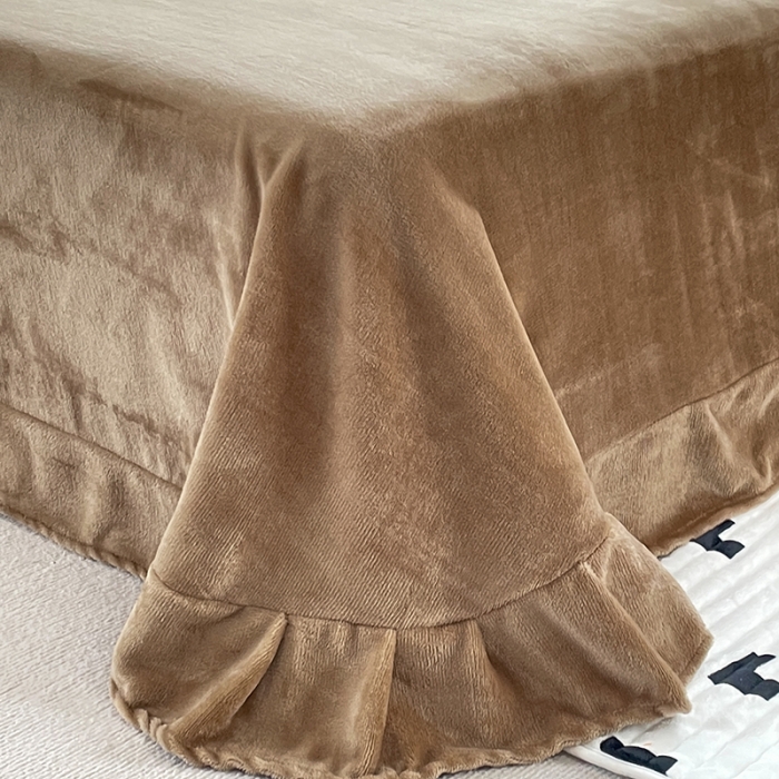 91家纺网 家纺一手货源 找家纺 贝拉梦 2023款高克重塔芙绒纯色素色牛奶绒四件套 塔芙奶咖