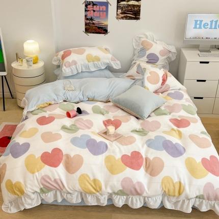 91家纺网 家纺一手货源 找家纺 （总）昔可 2022新款花边牛奶绒四件套