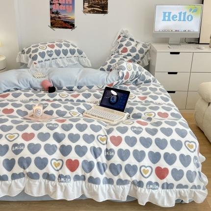 91家纺网 家纺一手货源 找家纺 （总）昔可 2022新款花边牛奶绒四件套