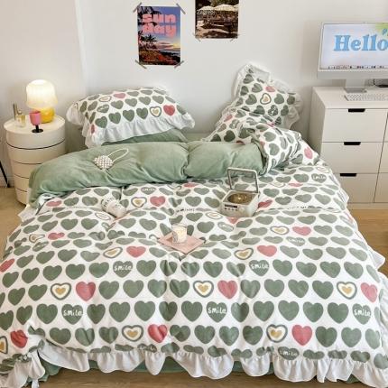 91家纺网 家纺一手货源 找家纺 （总）昔可 2022新款花边牛奶绒四件套