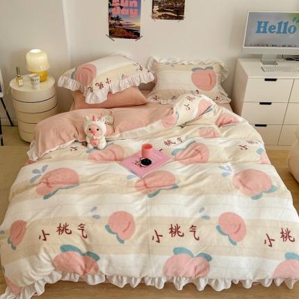 91家纺网 家纺一手货源 找家纺 （总）昔可 2022新款花边牛奶绒四件套