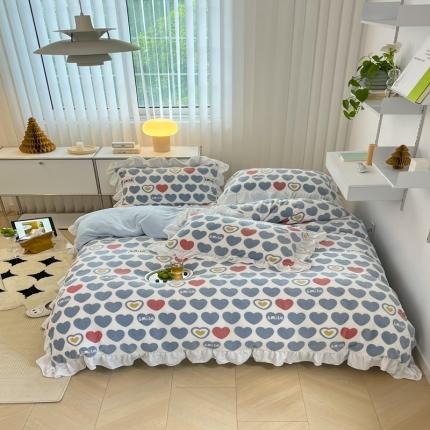 91家纺网 家纺一手货源 找家纺 （总）昔可 2022新款花边牛奶绒四件套