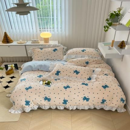 91家纺网 家纺一手货源 找家纺 （总）昔可 2022新款花边牛奶绒四件套