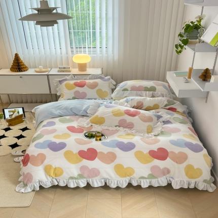 91家纺网 家纺一手货源 找家纺 （总）昔可 2022新款花边牛奶绒四件套