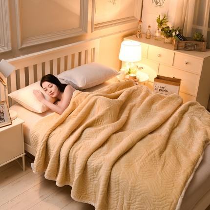 91家纺网 家纺一手货源 找家纺 （总）小牛席业 新款中间加棉美式复合休闲毛毯-水波纹毯系列