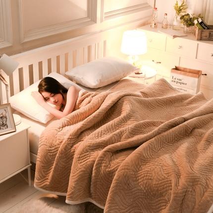 91家纺网 家纺一手货源 找家纺 （总）小牛席业 新款中间加棉美式复合休闲毛毯-水波纹毯系列