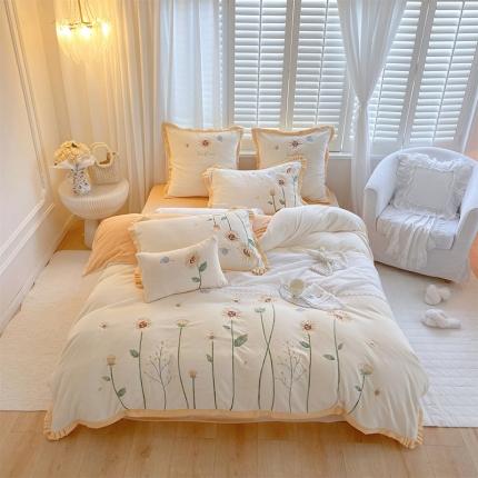 91家纺网 家纺一手货源 找家纺 总玉宇阁2022新款秋冬绣花230g高克重超柔牛奶绒四件套