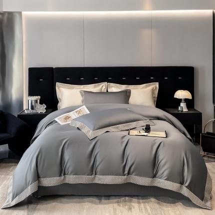 91家纺网 家纺一手货源 找家纺 （总）朵美 2025新款 【DM】140支匹马棉纯色刺绣四件套