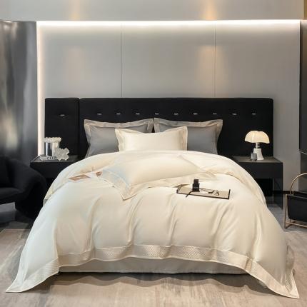 91家纺网 家纺一手货源 找家纺 （总）朵美 2025新款 【DM】140支匹马棉纯色刺绣四件套