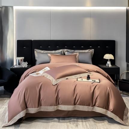 91家纺网 家纺一手货源 找家纺 （总）朵美 2025新款 【DM】140支匹马棉纯色刺绣四件套