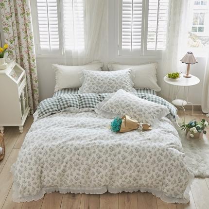 91家纺网 家纺一手货源 找家纺 怡家居 2022新款秋冬棉加牛奶绒韩式花边款四件套 听兰