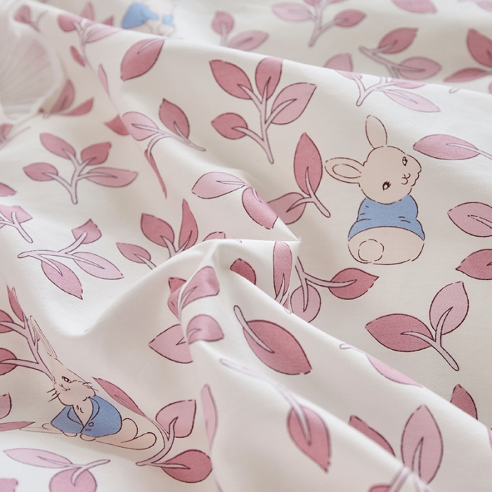 91家纺网 家纺一手货源 找家纺 怡家居 2022新款秋冬棉加牛奶绒韩式花边款四件套 菲菲兔-粉