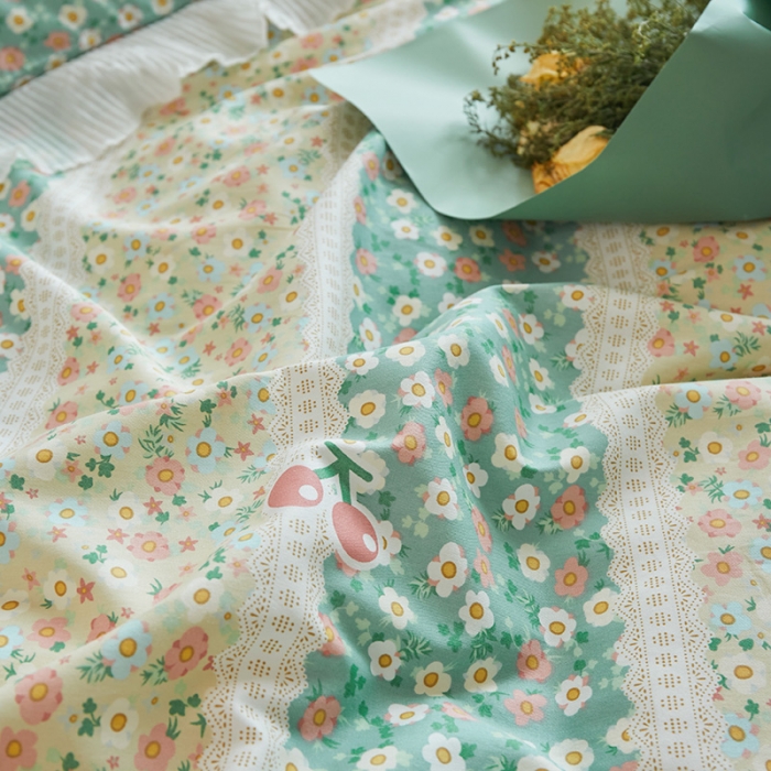 91家纺网 家纺一手货源 找家纺 怡家居 2022新款秋冬棉加牛奶绒韩式花边款四件套 芬芳