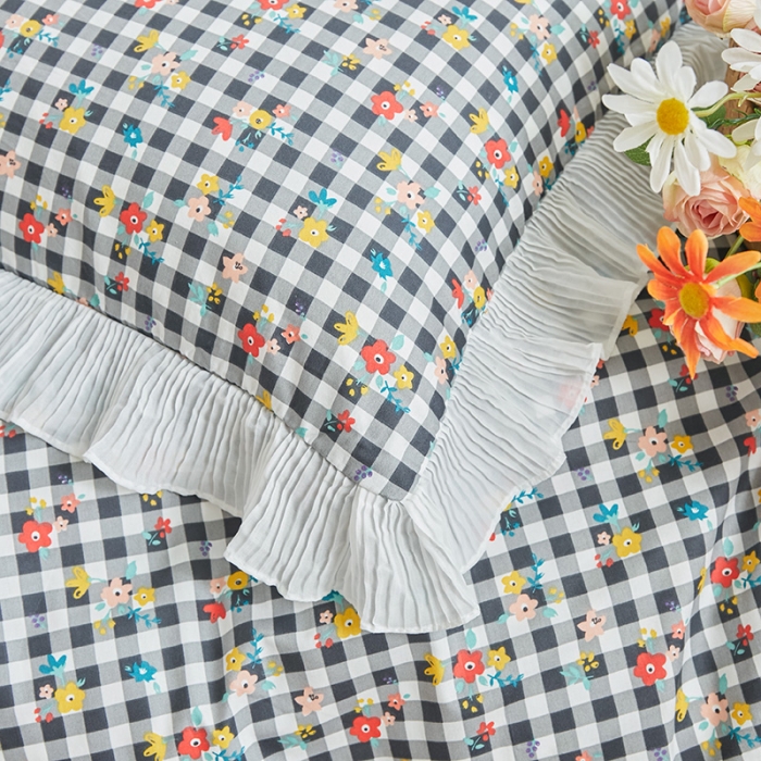 91家纺网 家纺一手货源 找家纺 怡家居 2022新款秋冬棉加牛奶绒韩式花边款四件套 吉米