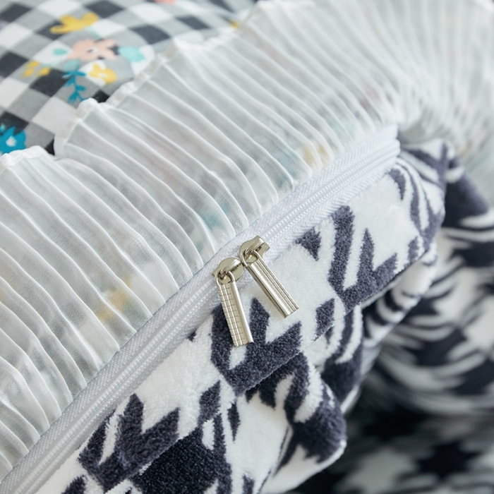 91家纺网 家纺一手货源 找家纺 怡家居 2022新款秋冬棉加牛奶绒韩式花边款四件套 吉米