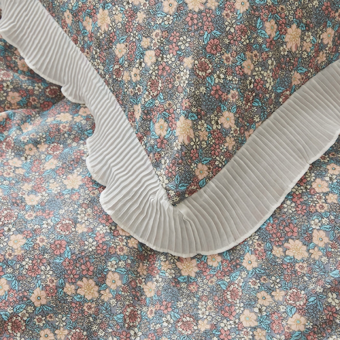 91家纺网 家纺一手货源 找家纺 怡家居 2022新款秋冬棉加牛奶绒韩式花边款四件套 科莫花园