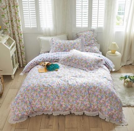 怡家居 2022新款秋冬棉加牛奶绒韩式花边款四件套 米兰