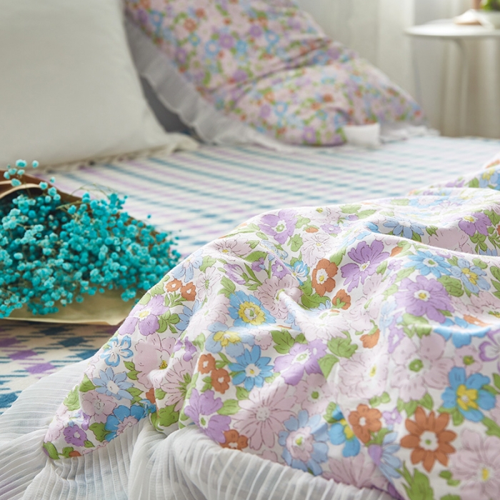 91家纺网 家纺一手货源 找家纺 怡家居 2022新款秋冬棉加牛奶绒韩式花边款四件套 米兰