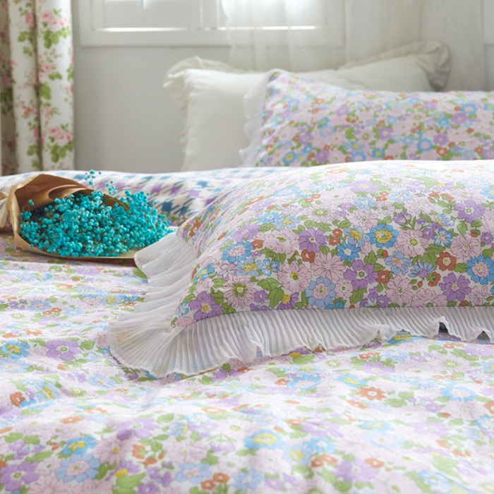 91家纺网 家纺一手货源 找家纺 怡家居 2022新款秋冬棉加牛奶绒韩式花边款四件套 米兰