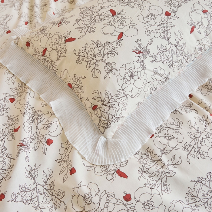 91家纺网 家纺一手货源 找家纺 怡家居 2022新款秋冬棉加牛奶绒韩式花边款四件套 千代子