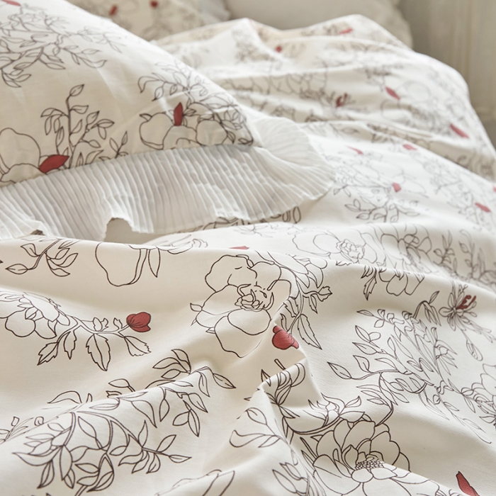 91家纺网 家纺一手货源 找家纺 怡家居 2022新款秋冬棉加牛奶绒韩式花边款四件套 千代子