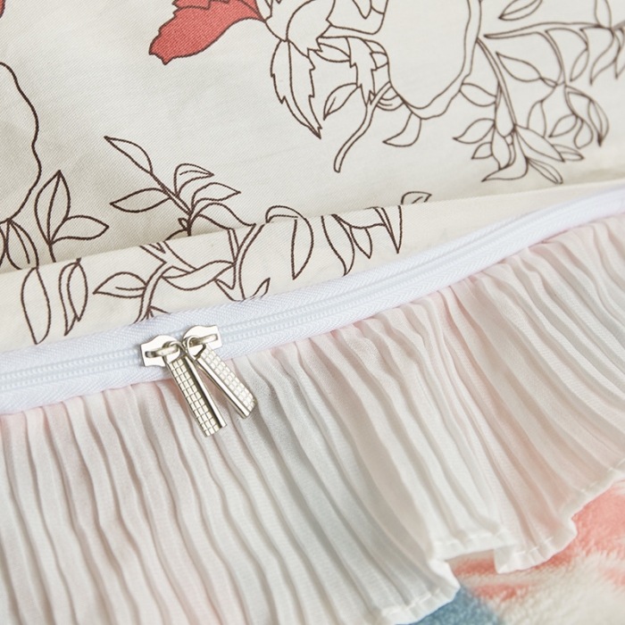 91家纺网 家纺一手货源 找家纺 怡家居 2022新款秋冬棉加牛奶绒韩式花边款四件套 千代子