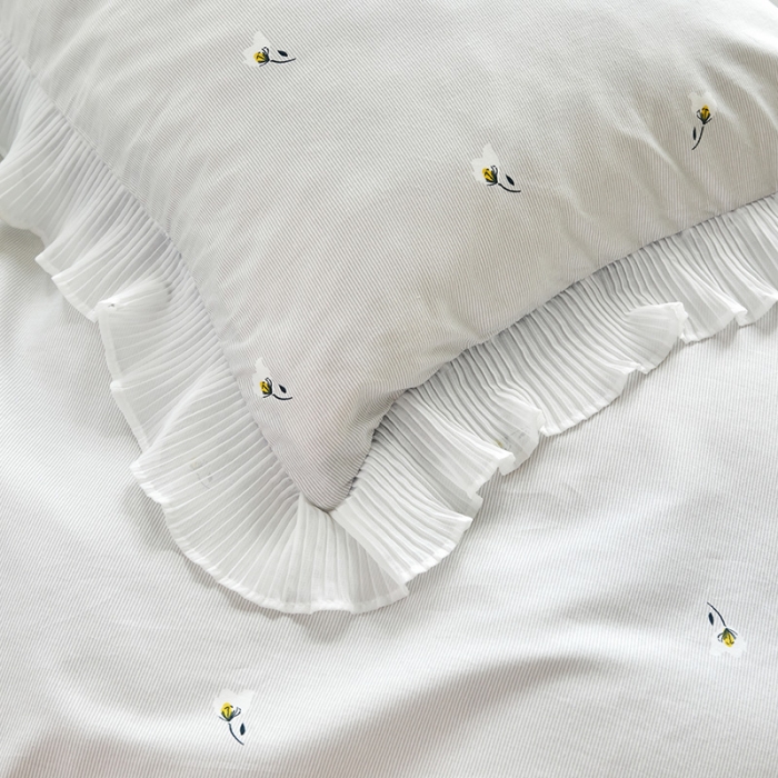 91家纺网 家纺一手货源 找家纺 怡家居 2022新款秋冬棉加牛奶绒韩式花边款四件套 千羽