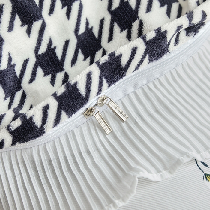 91家纺网 家纺一手货源 找家纺 怡家居 2022新款秋冬棉加牛奶绒韩式花边款四件套 千羽